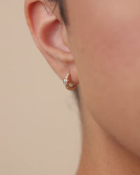 Sterling Silver Heart Cut Bezel Set Huggie Hoop Earrings