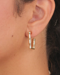 Bamboo Rectangular Hoop Earrings
