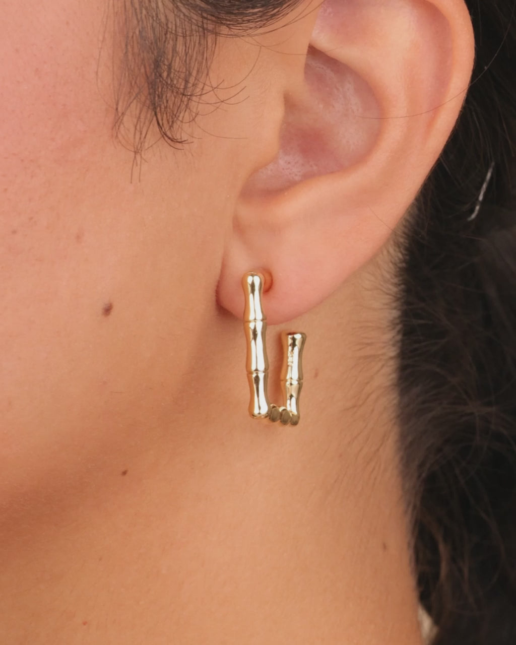 Bamboo Rectangular Hoop Earrings