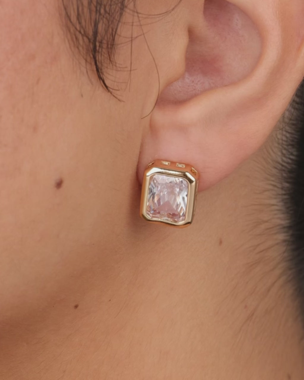 Camille Bezel CZ Statement Stud Earrings