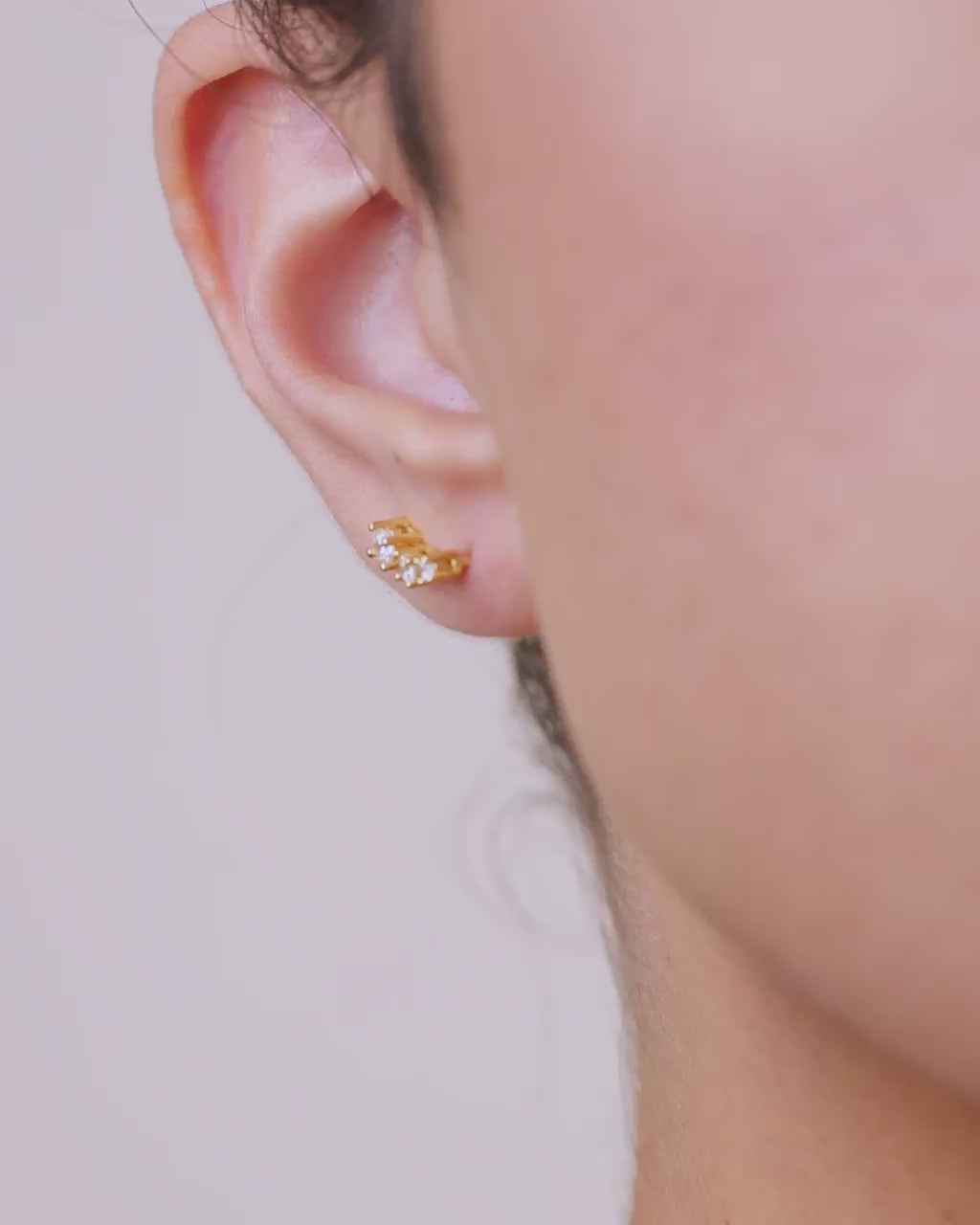 Sterling Silver Round Cut Mini Ear Crawlers
