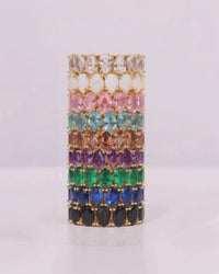 Light Pink CZ Janis Sterling Silver Eternity Band Ring