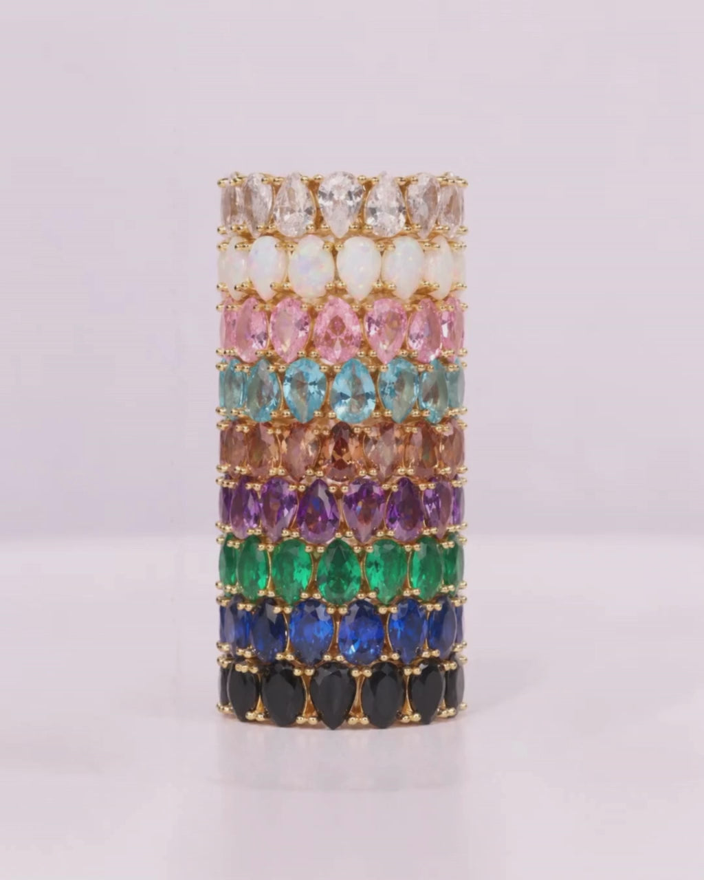 Light Pink CZ Janis Sterling Silver Eternity Band Ring