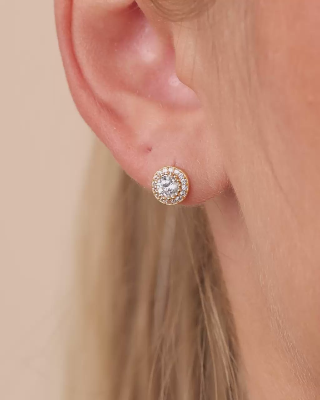 Sterling Silver Round Cut Brilliant Halo Studs