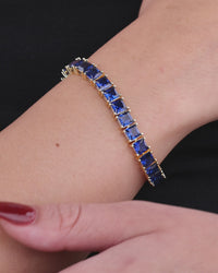 Marisol Sapphire CZ Princess Cut Tennis Bracelet