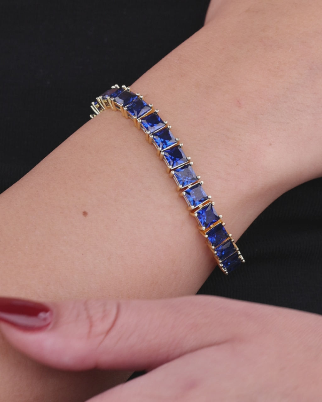 Marisol Sapphire CZ Princess Cut Tennis Bracelet