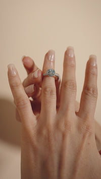 Sterling Silver Round Brilliant CZ Ring with Bead Set Border