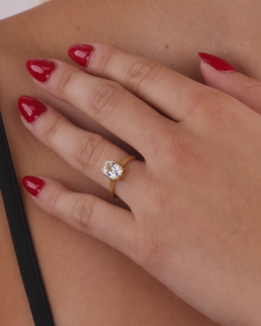 Clear CZ Mini Elongated Sterling Silver Cushion Ring