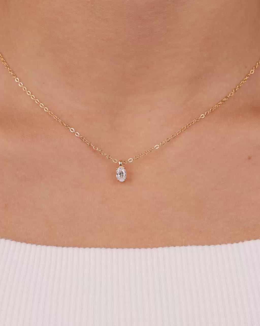Sterling Silver Oval CZ Prong Set Pendant