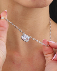 Sterling Silver Elongated Cushion Paperclip Chain Necklace