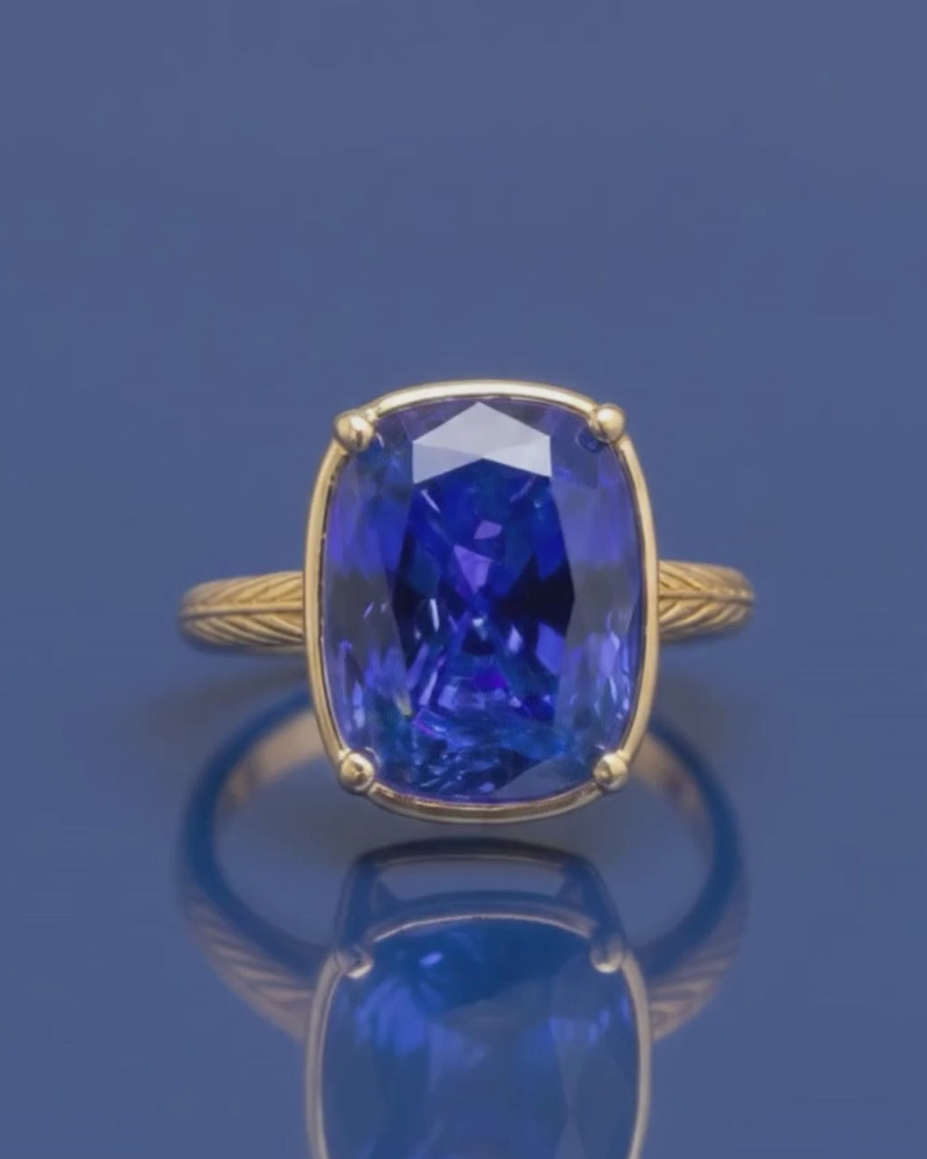 Sterling Silver Elongated Cushion Sapphire CZ Cocktail Ring