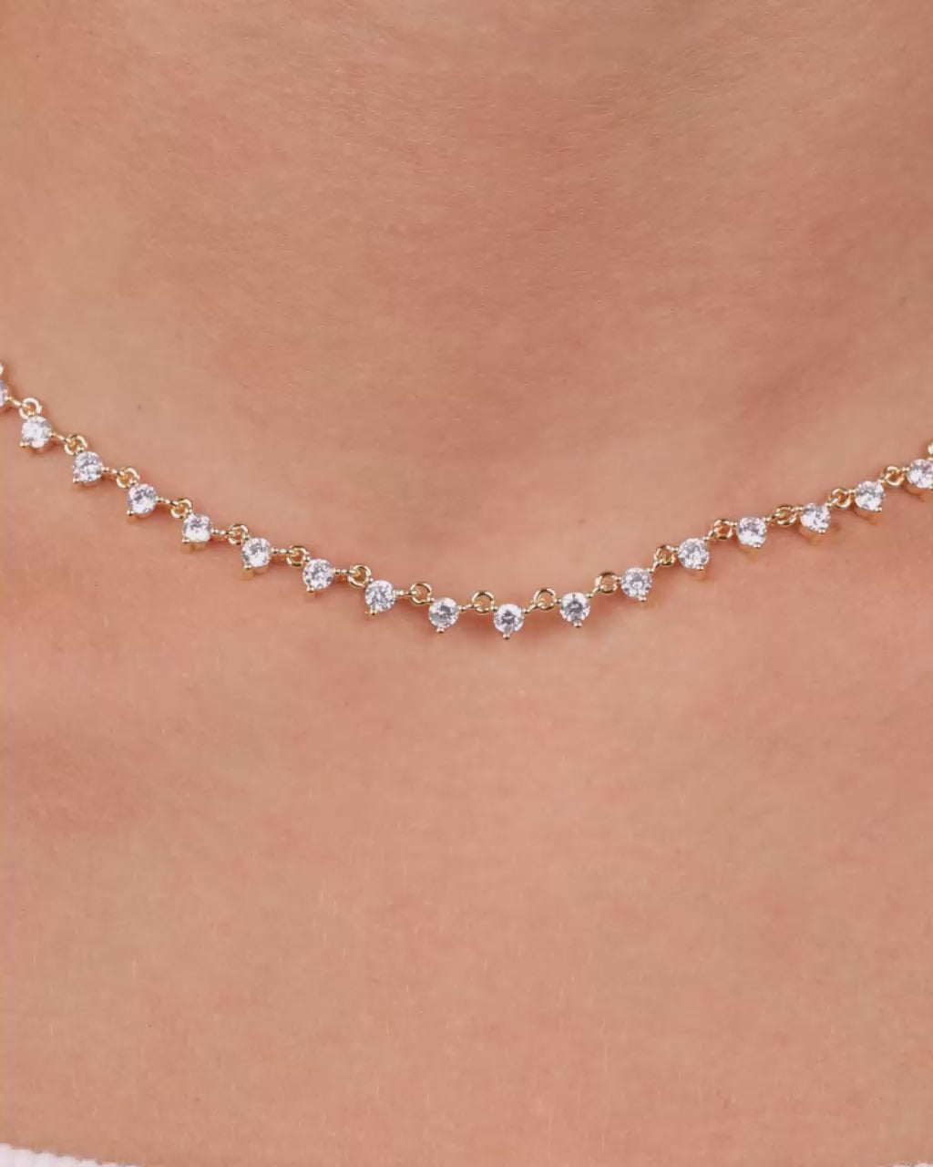 Brigid Staggered CZ Tennis Necklace