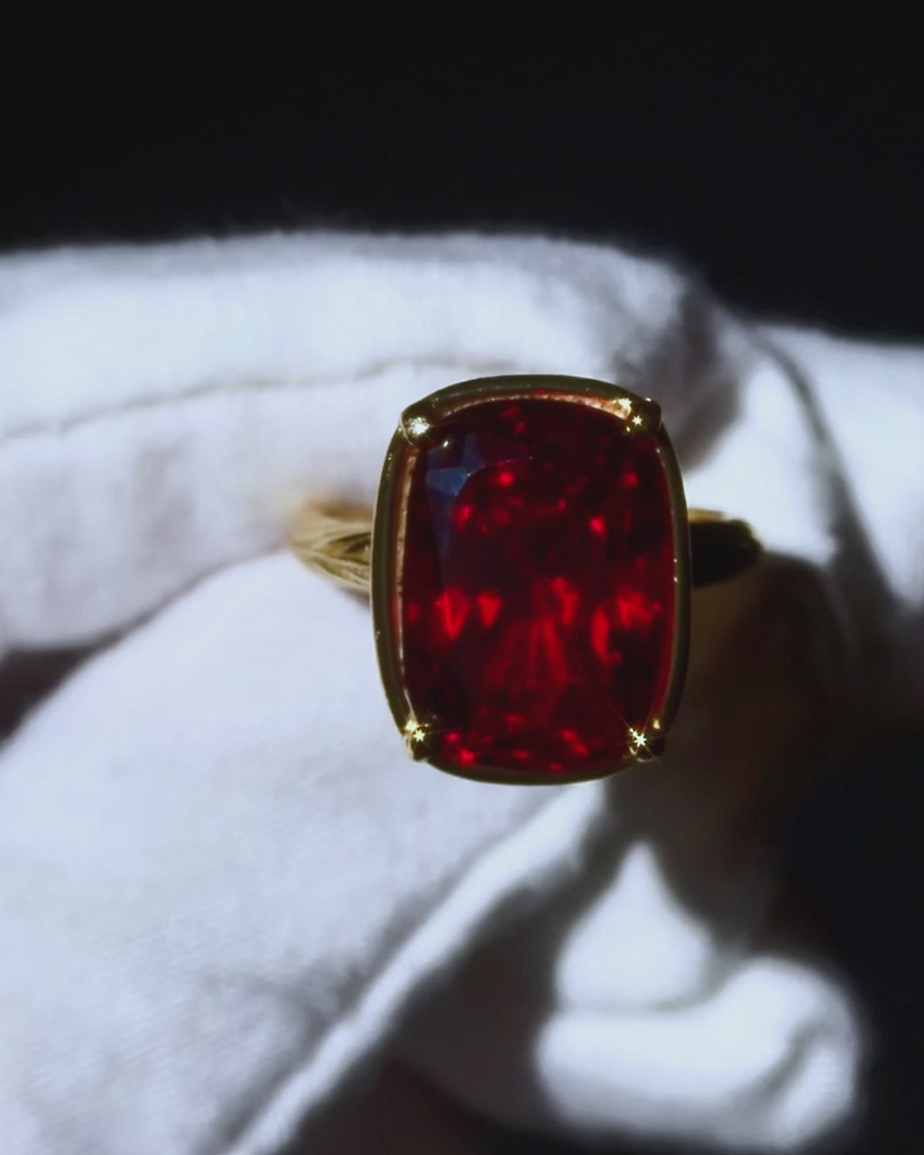 Sterling Silver Elongated Cushion Garnet CZ Cocktail Ring
