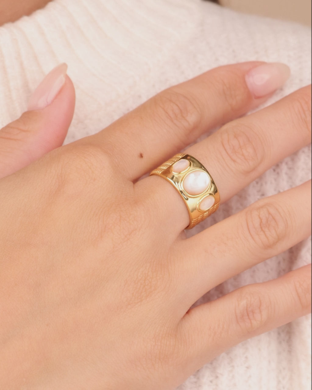 Sterling Silver Galina Triple Moonstone Ring