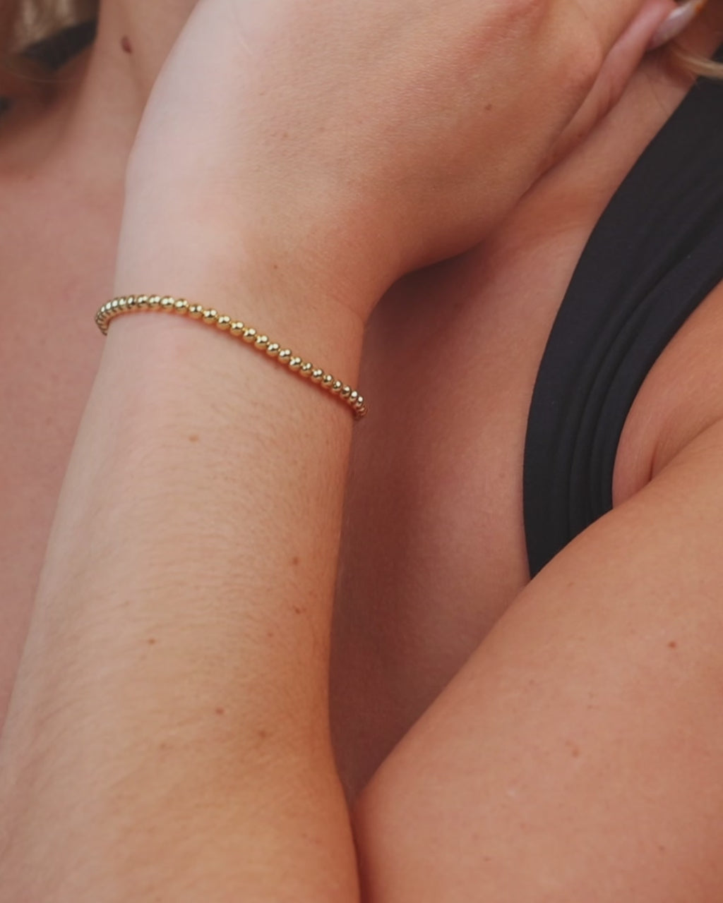 Sterling Silver Basia Dainty Beaded Chain Bracelet