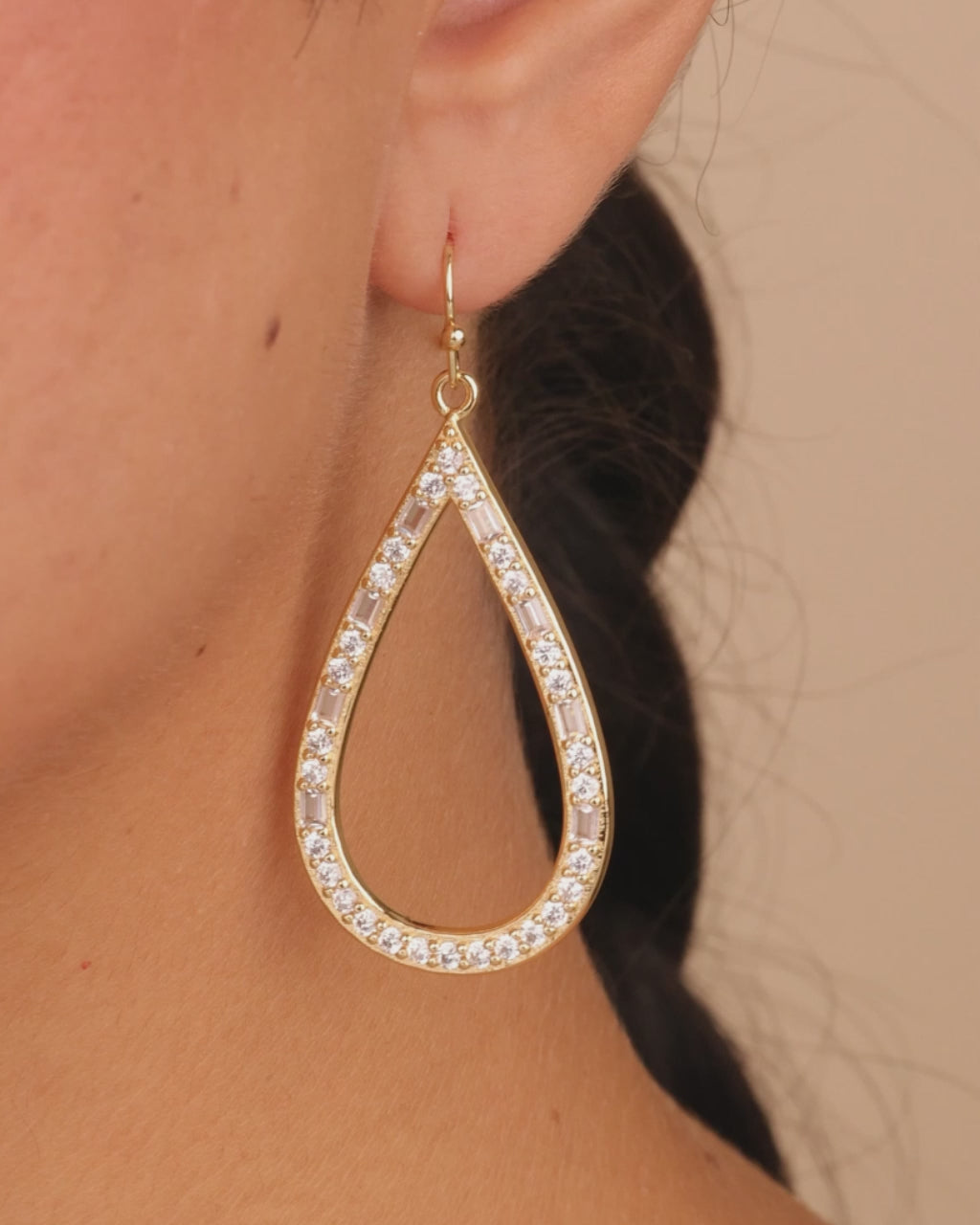 Evangeline CZ Teardrop Hoop Earrings