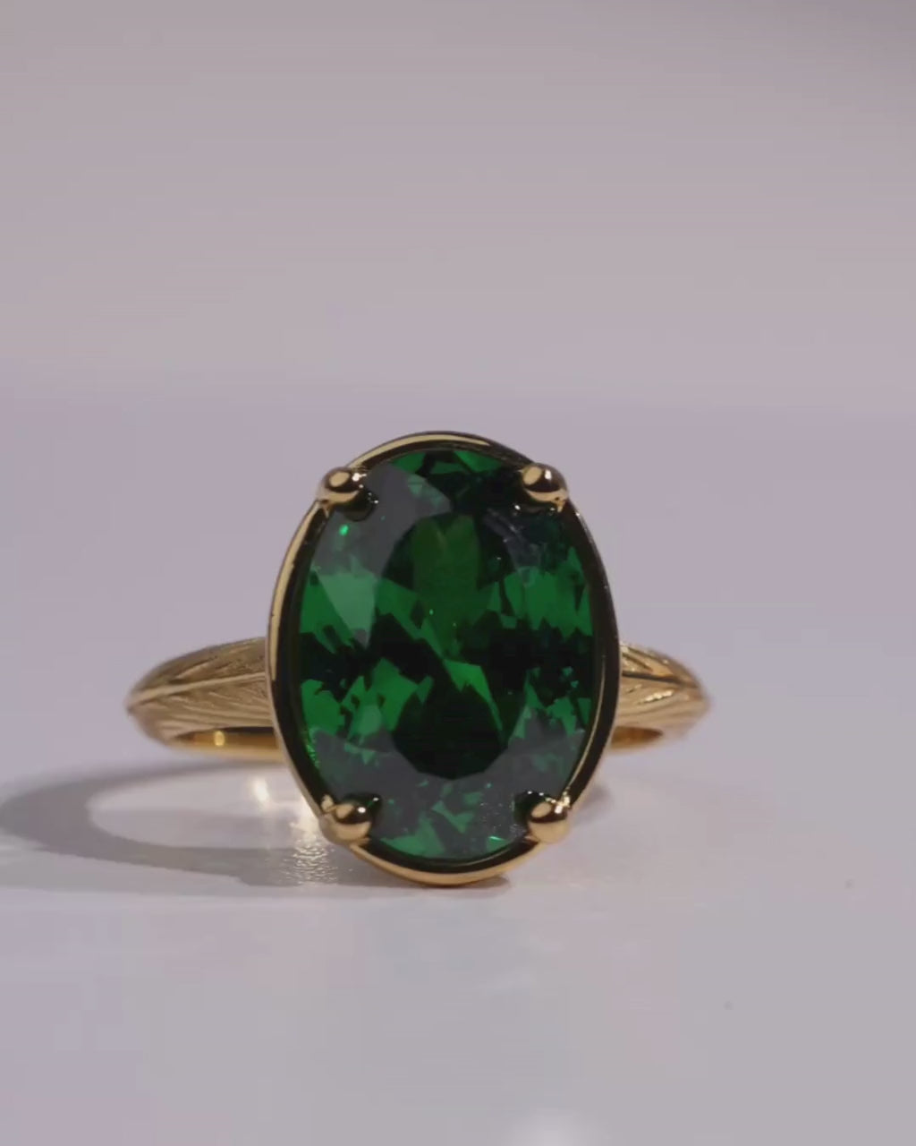 Sterling Silver Oval Cut Emerald CZ Cocktail Ring