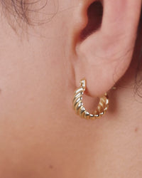 Sterling Silver Croissant Dome Hoop Earrings