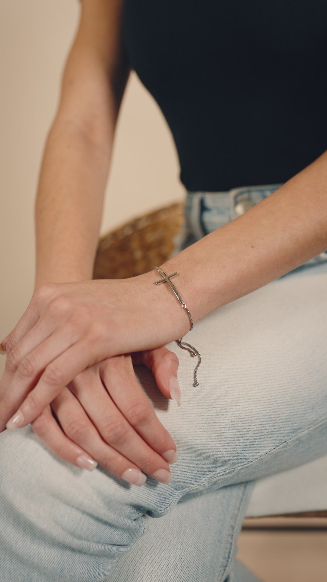 Polished Cross Bolo Bracelet