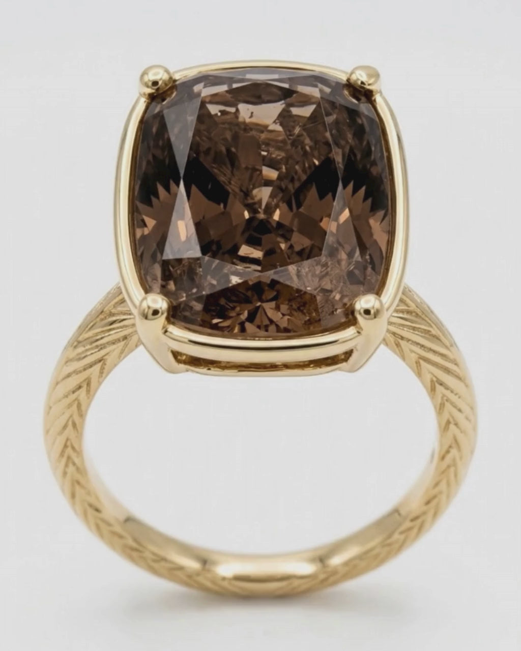 Sterling Silver Elongated Cushion Chocolate CZ Cocktail Ring