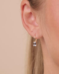 Sterling Silver Emerald Cut French Clip Earrings