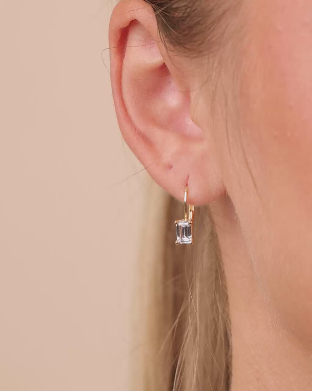 Sterling Silver Emerald Cut French Clip Earrings