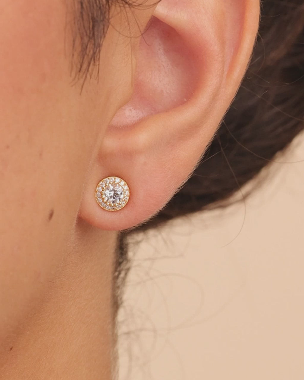 Sterling Silver Round Cut Brilliant Halo Studs