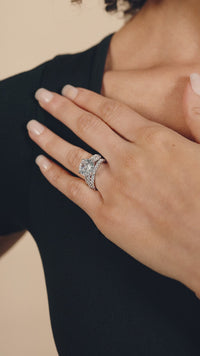 Sterling Silver Brilliant Engagement Ring Set of 3