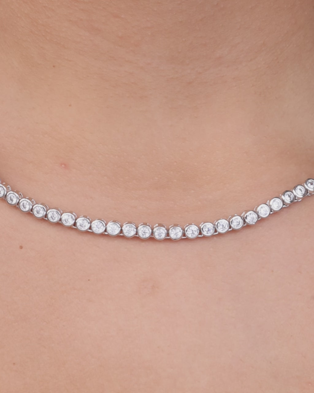 Helene Bezel CZ Tennis Necklace