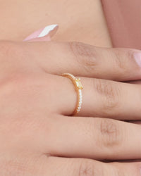 Sterling Silver Thin Citrine CZ Stacking Birthstone Ring