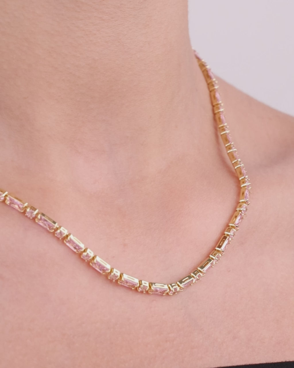 Georgia Light Pink CZ Tennis Necklace