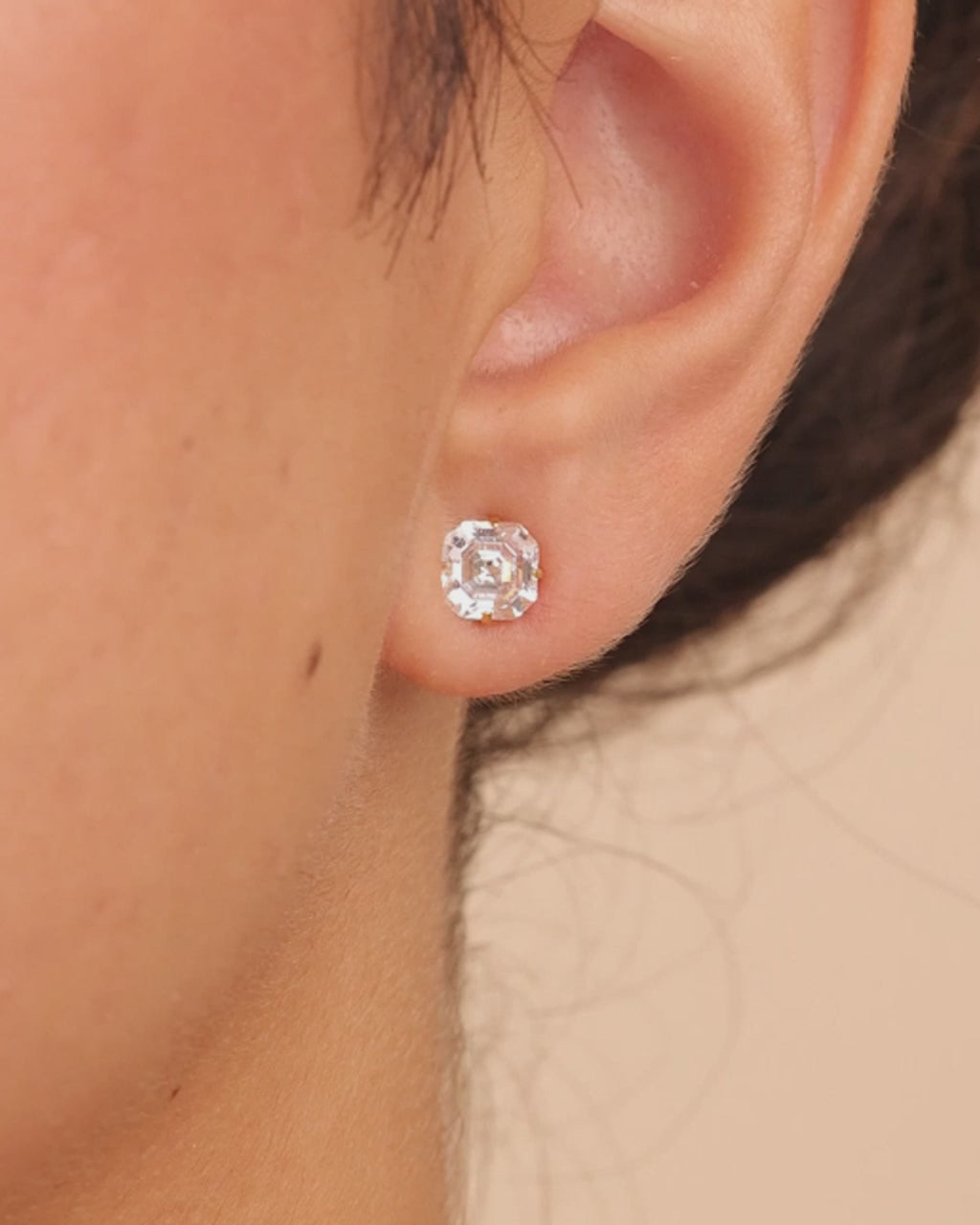 Sterling Silver Radiant Cut Prong Set Stud Earrings