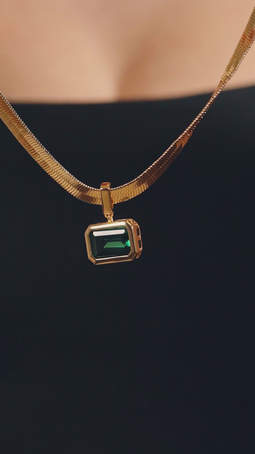 Calder CZ & Herringbone Pendant Necklace