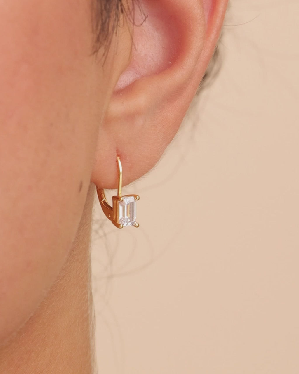 Sterling Silver Emerald Cut French Clip Earrings