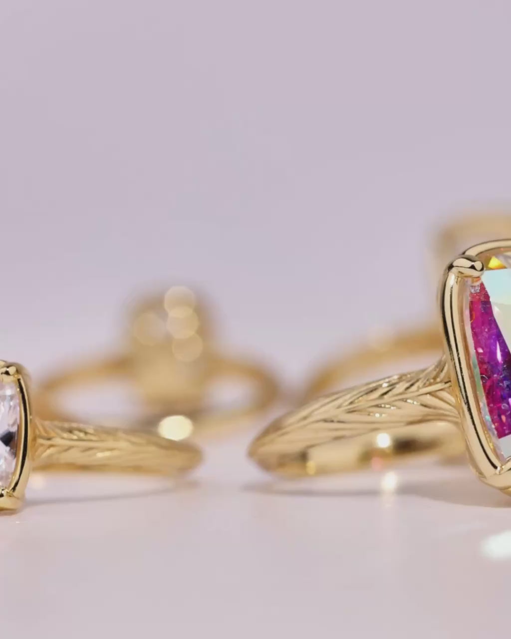 Sterling Silver Elongated Cushion Iridescent CZ Cocktail Ring