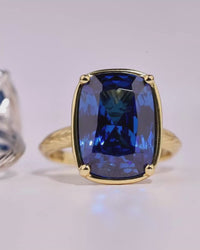 Sterling Silver Elongated Cushion Sapphire CZ Cocktail Ring