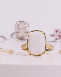 Sterling Silver Plum Opal Elongated Cushion Ring