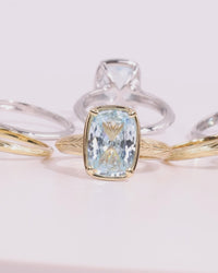 Sterling Silver Elongated Cushion Aquamarine CZ Cocktail Ring