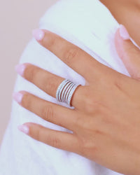 Sterling Silver CZ Multi-Row Statement Ring