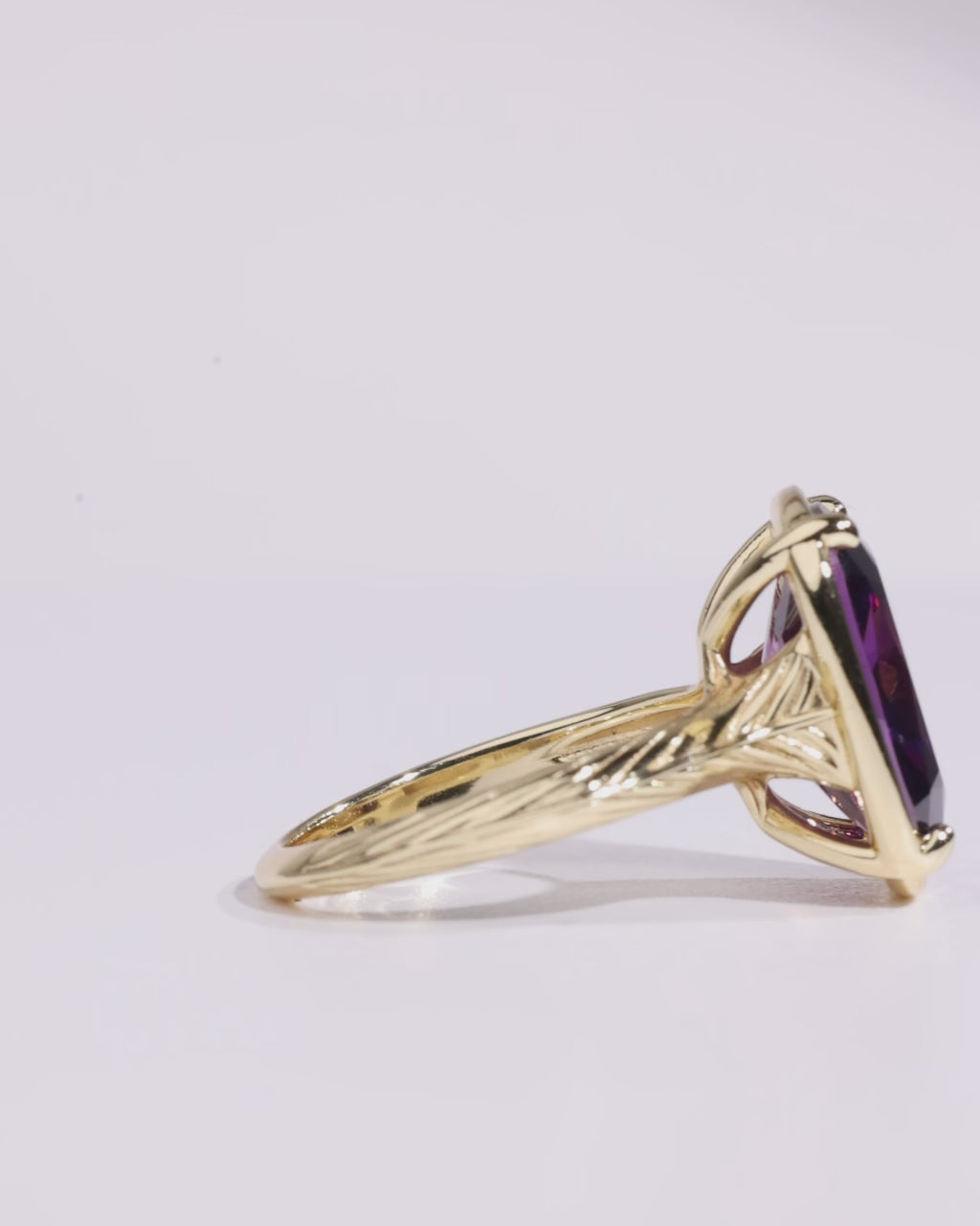 Sterling Silver Elongated Cushion Amethyst CZ Cocktail Ring