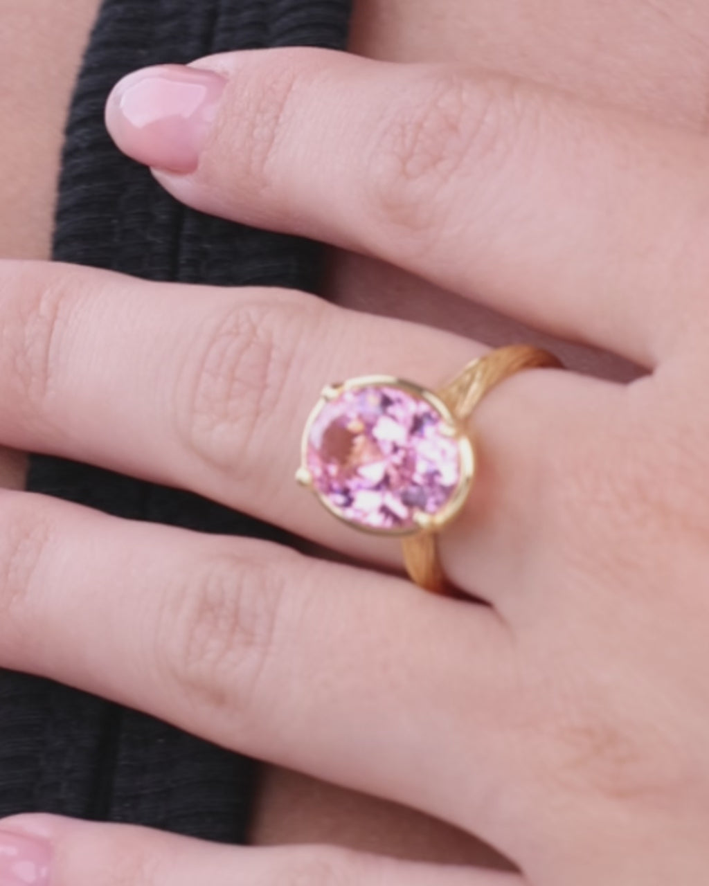 Sterling Silver Oval Cut Pink Sapphire CZ Cocktail Ring