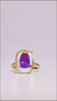 Sterling Silver Elongated Cushion Iridescent CZ Cocktail Ring
