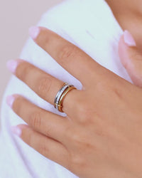 Sterling Silver Dominika CZ Link Stacking Ring