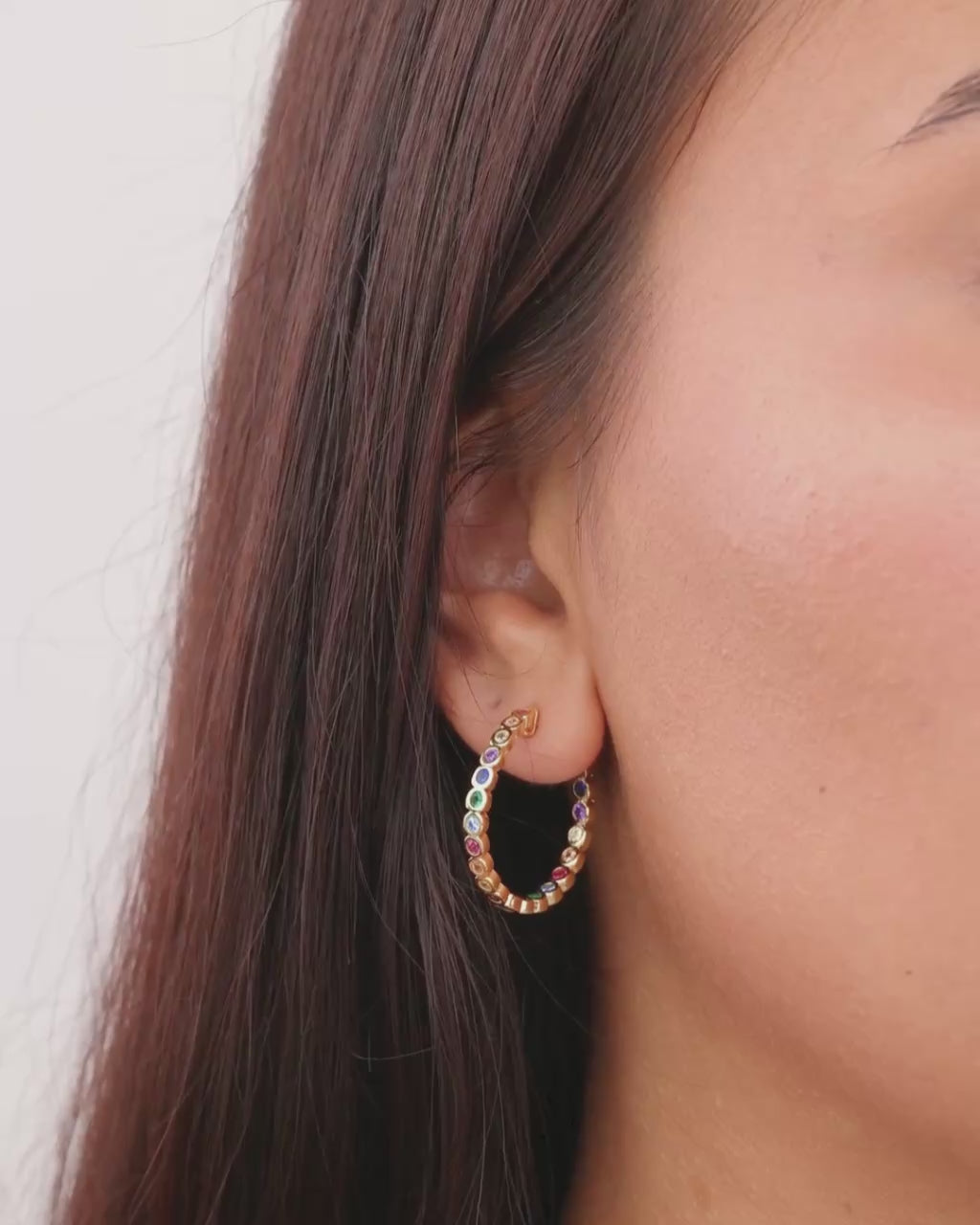 Helene Bezel Rainbow CZ Earring