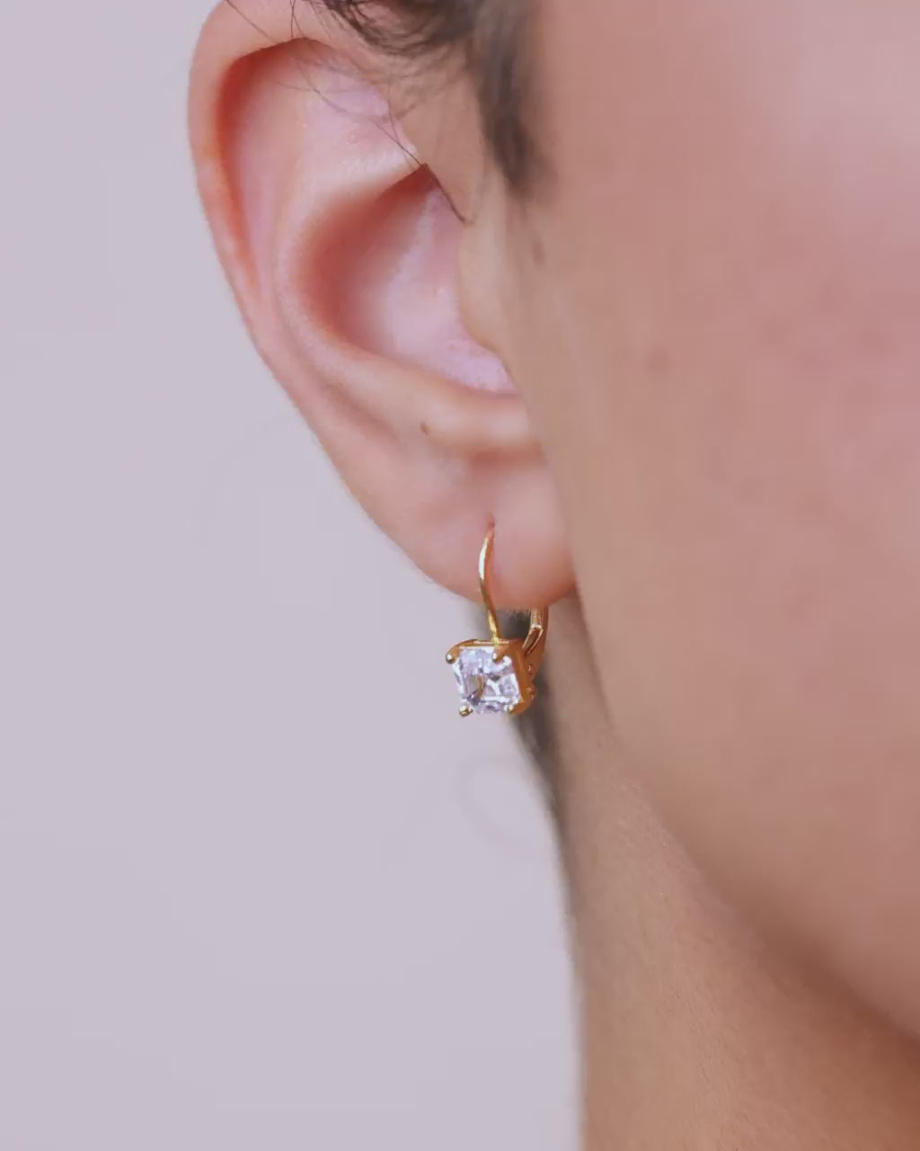 Sterling Silver Princess Cut French Clip Earrings