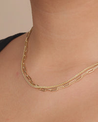 Emery Paperclip & Curb Chain Layered Necklace