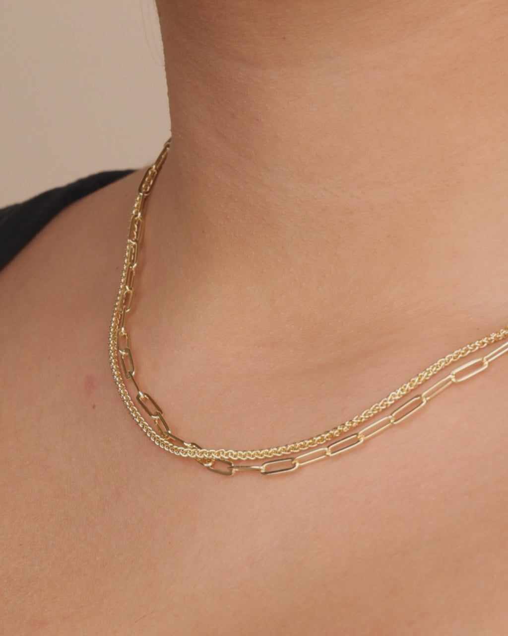Emery Paperclip & Curb Chain Layered Necklace