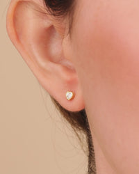 Sterling Silver Bezel Set CZ Heart Studs