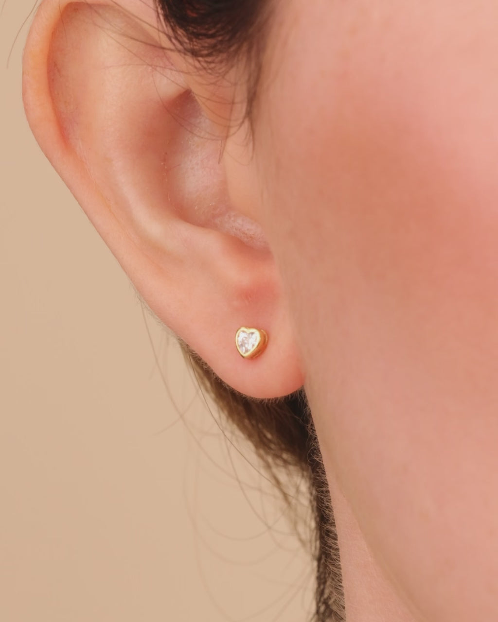 Sterling Silver Bezel Set CZ Heart Studs