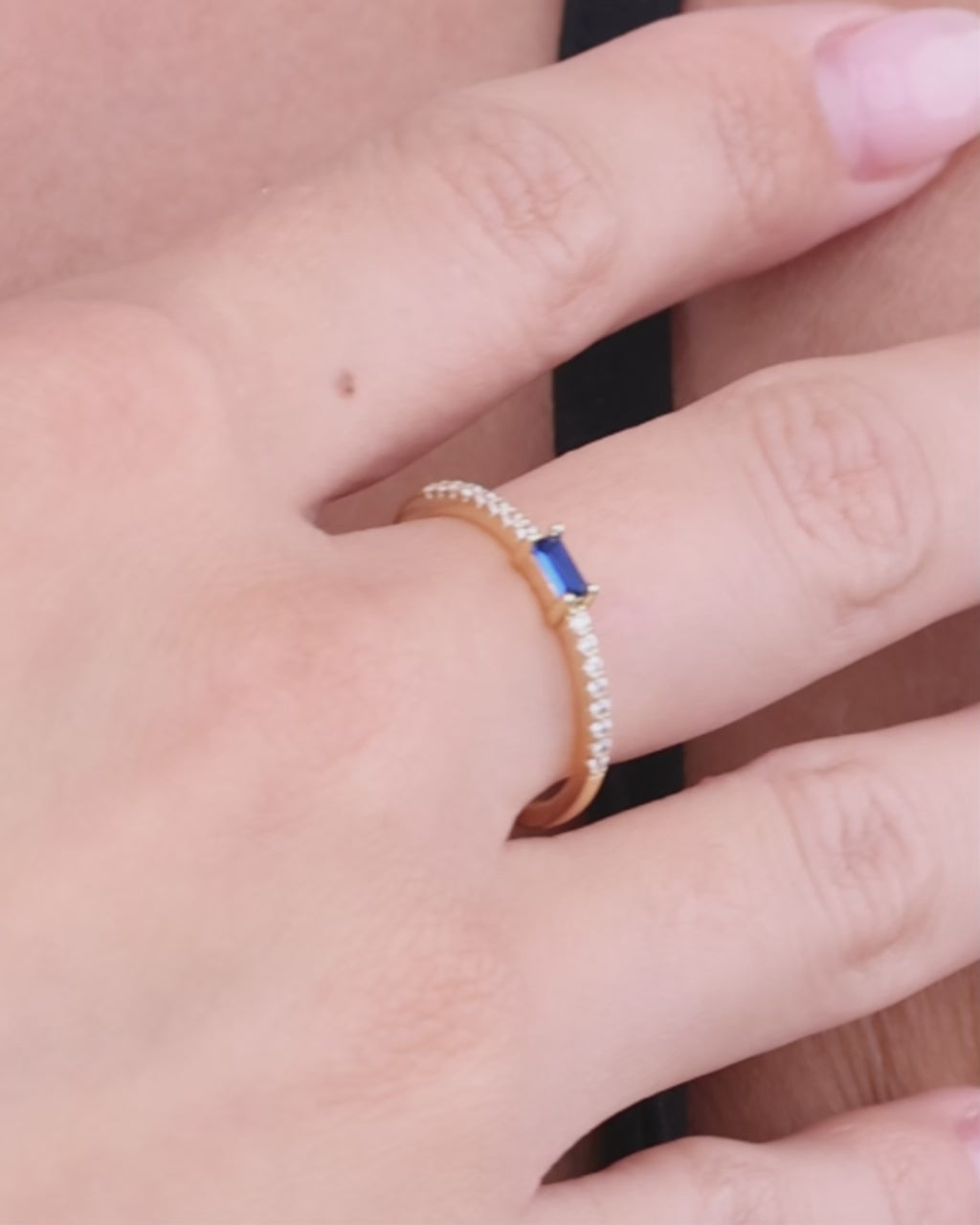 Sterling Silver Thin Sapphire CZ Stacking Birthstone Ring